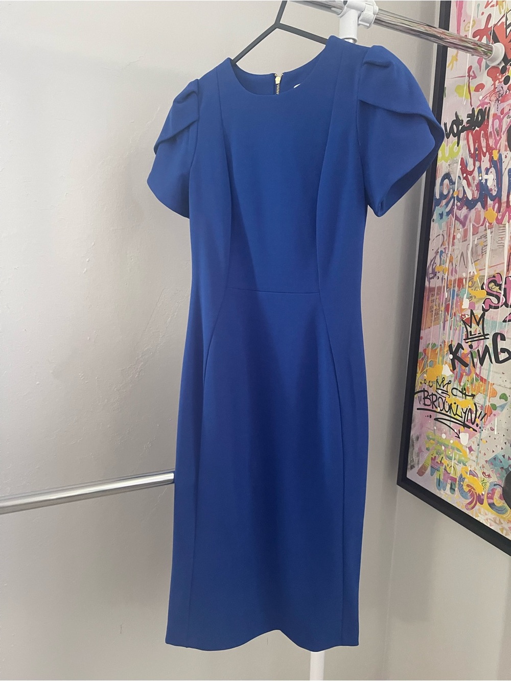 Calvin Klein Cobalt Blue Short-Sleeve Sheath Dress